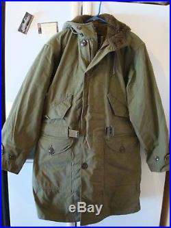 Rare Vintage Us Army M47 M-1947 Parka Overcoat With Liner Ww2 Korean War Small