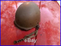 Real Korean War / Early Nam M-1C Jump Helmet With Rare Frog skin Cover Complete