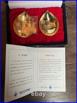 Republic of Korea Navy Admiral Yi Sun-sin Peach Cup Commemorative Gold Set Of 2