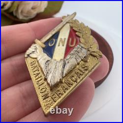 Scarce Korean War France French Battalion Army Military Pin Medal Onu Un