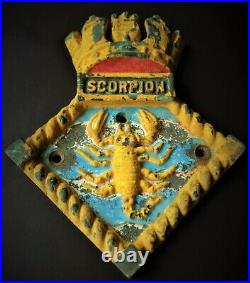 Solid Bronze Royal Navy Ship's Plaque H. M. S. Scorpion 1946 Authentic Original