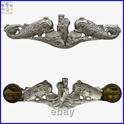 Sterling Korean War Us Navy Submarine Warfare Enlisted Silver Dolphins Badge 228