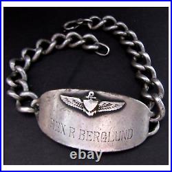 Sterling Silver ID Bracelet Rex R. Berglund Navy Pilot Korean War Era