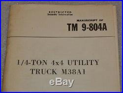 TM 9-804A Utility Truck M38A1 May 1952 Korean War