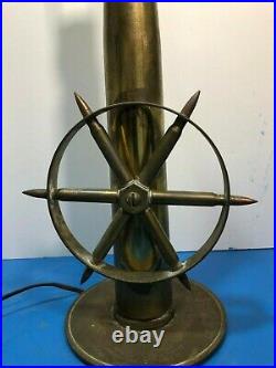 Trench Art Brass Nautical Lamp, Navy, Korean War, Artillary Shells Dated 1953