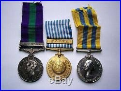 Trio Korean War medals 1950-53 General Service Palestine 1945-48 Pte Laird REME