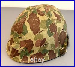 U. S. Korean War Usmc M1 Helmet 1953 O. D. Camo Cover'53 Liner 21