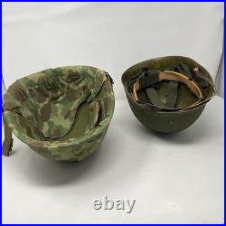 U. S. M1 Helmet Complete Set Vietnam Era Shell Liner & Mitchell Cover U. S. M1 Helmet Complete Set Vietnam Era Shell Liner & Mitchell Cover