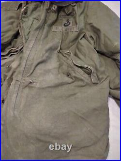 U. S. MILITARY FISHTAIL PARKA WithWOOL LINER Fur Trim SZ L 19 Distressed Airborne