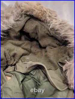 U. S. MILITARY FISHTAIL PARKA WithWOOL LINER Fur Trim SZ L 19 Distressed Airborne