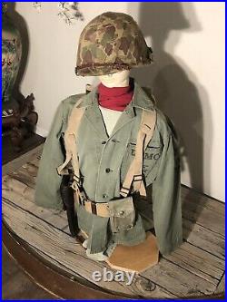 U. S Marine Corp. WW11-Korean War Uniform & Helmet Pacific Theater Tropical Gear