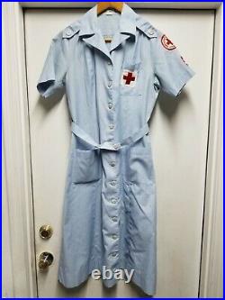 U. S. WWII-Korean War Red Cross Volunteer Nurse Dress With Hat Size 12 Vintage