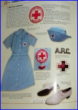 U. S. WWII-Korean War Red Cross Volunteer Nurse Dress With Hat Size 12 Vintage