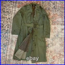 US ARMY VINTAGE OVERCOAT TRENCH 1951 Long Small Korean War Era with Liner CLEAN