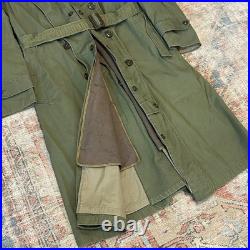 US ARMY VINTAGE OVERCOAT TRENCH 1951 Long Small Korean War Era with Liner CLEAN