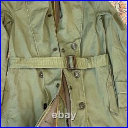 US ARMY VINTAGE OVERCOAT TRENCH 1951 Long Small Korean War Era with Liner CLEAN