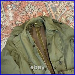 US ARMY VINTAGE OVERCOAT TRENCH 1951 Long Small Korean War Era with Liner CLEAN