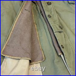 US ARMY VINTAGE OVERCOAT TRENCH 1951 Long Small Korean War Era with Liner CLEAN