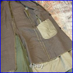 US ARMY VINTAGE OVERCOAT TRENCH 1951 Long Small Korean War Era with Liner CLEAN