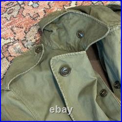 US ARMY VINTAGE OVERCOAT TRENCH 1951 Long Small Korean War Era with Liner CLEAN