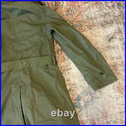 US ARMY VINTAGE OVERCOAT TRENCH 1951 Long Small Korean War Era with Liner CLEAN