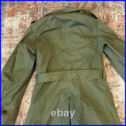 US ARMY VINTAGE OVERCOAT TRENCH 1951 Long Small Korean War Era with Liner CLEAN