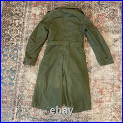 US ARMY VINTAGE OVERCOAT TRENCH 1951 Long Small Korean War Era with Liner CLEAN