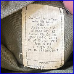 US Army Korean War Era M47 M-194 Overcoat Parka Type Pile Liner Size Medium