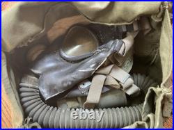 US Army Korean War JJ1-5 Lightweight Service Gas Mask WithBag + Patches