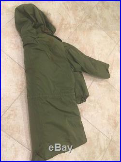 US Army Korean War Military M 1951 Fishtail Parka Shell Hooded Coat Jacket L GUC