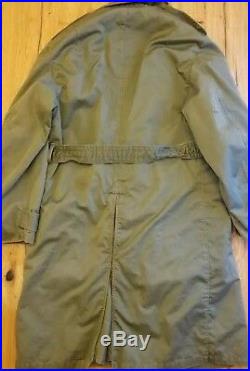 US Army Korean War OG 107 Overcoat with Liner Trench coat Medium Vtg Military