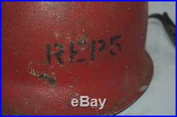 US Army Korean War Red damage control firefighter helmet with liner