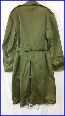 US Army Korean War Vintage OG-107 Overcoat Trench Coat Jacket Unissued Medium