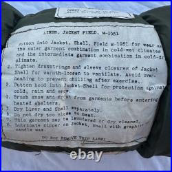 US Army M-1951 Field Jacket Liner Large 41-45 1951 Dated PHILA QM Depot NOS