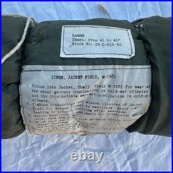 US Army M-1951 Field Jacket Liner Large 41-45 1951 Dated PHILA QM Depot NOS