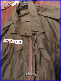 US Army M-1951 Korean War Era Long Large Field Jacket Excellent with Name & Rank