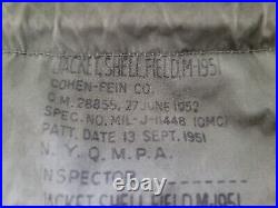 US Army M-1951 M-51 Field Shell Jacket Med. Reg Korean War Sep 1951 READ