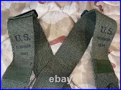 US Army M1923 M1 Garand Cartridge Belt w M1945 Suspenders & Canteen Korean War