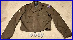 US Army Uniform 1950s Green Wool Short Jacket, Pants Hats Scarf Tie Patches +