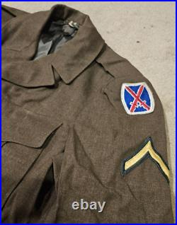 US Army Uniform 1950s Green Wool Short Jacket, Pants Hats Scarf Tie Patches +