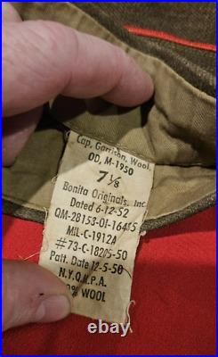 US Army Uniform 1950s Green Wool Short Jacket, Pants Hats Scarf Tie Patches +