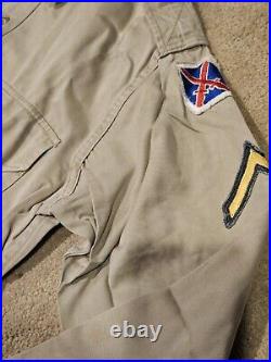 US Army Uniform 1950s Green Wool Short Jacket, Pants Hats Scarf Tie Patches +