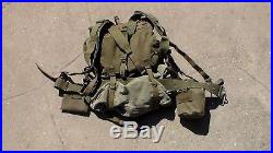 US Army WW2 to Korean War M-1945 Fieldpack Backpack & Belt, Canteen, Shovel USED