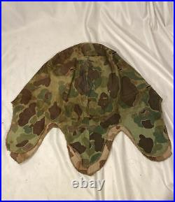 US Korean War US Marine Corps Camo Frogskin Helmet Cover With Painted Markings
