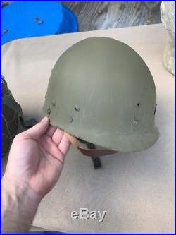 US M1C Paratrooper Helmet Korean War Original Complete A12