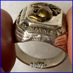 US Marines STERLING RING, made by H&H, SIZE 9, ww2, 16 Gr