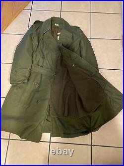 US Military Army Korean War OG-107 Overcoat Trench Coat Men's Size Small Short