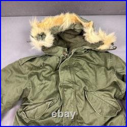 US Military Fishtail Parka Men Medium Sherpa Liner M 1951 Talon Vintage Fur Hood