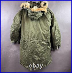 US Military Fishtail Parka Men Medium Sherpa Liner M 1951 Talon Vintage Fur Hood