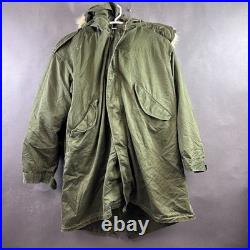 US Military Fishtail Parka Men Medium Sherpa Liner M 1951 Talon Vintage Fur Hood